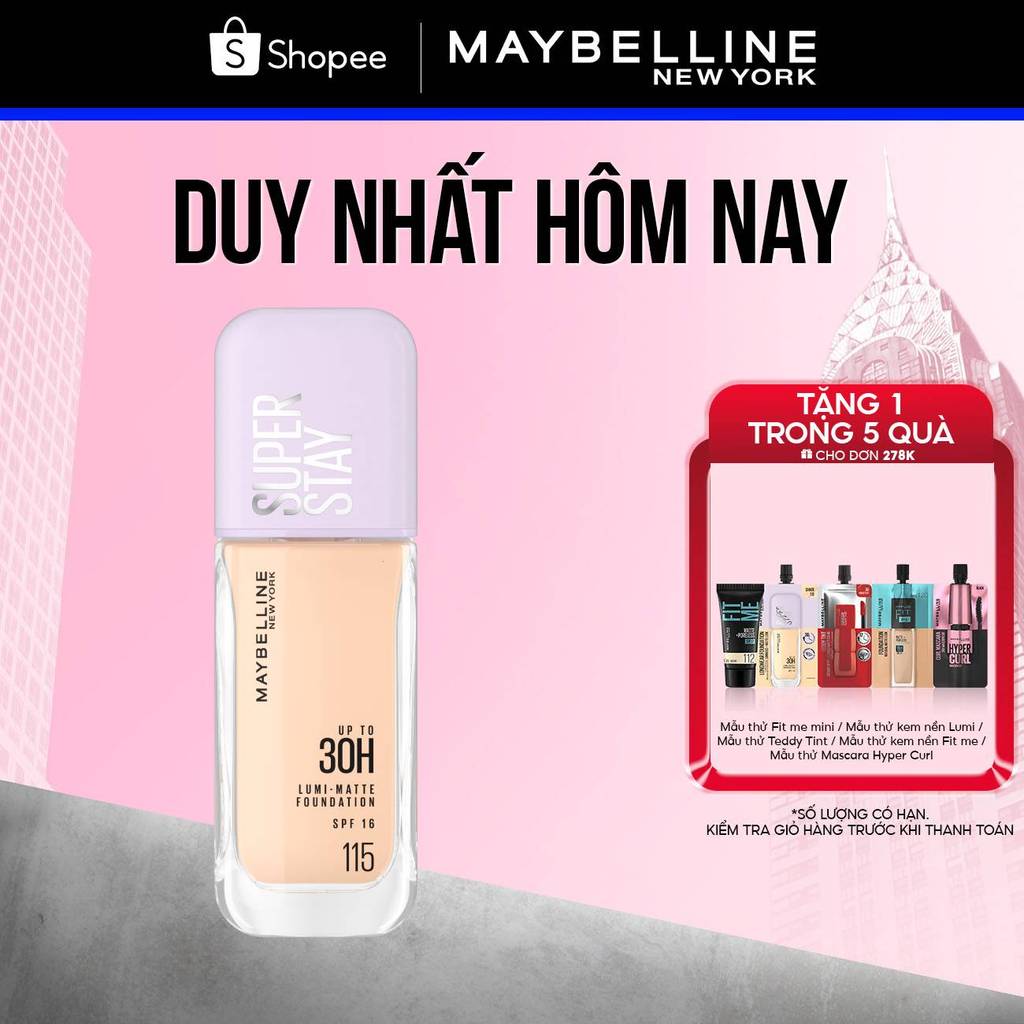  Kem nền bắt sáng Superstay Lumi Matte 30H che phủ siêu nhẹ mặt Maybelline New York 35ml  MỚI  