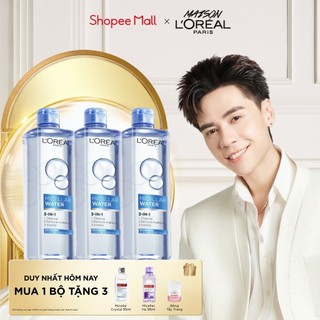  Bộ 3 nước tẩy trang đa năng 3-in-1 L'Oreal Paris Micellar tươi mát cho da dầu hỗn hợp 400ml x 3 