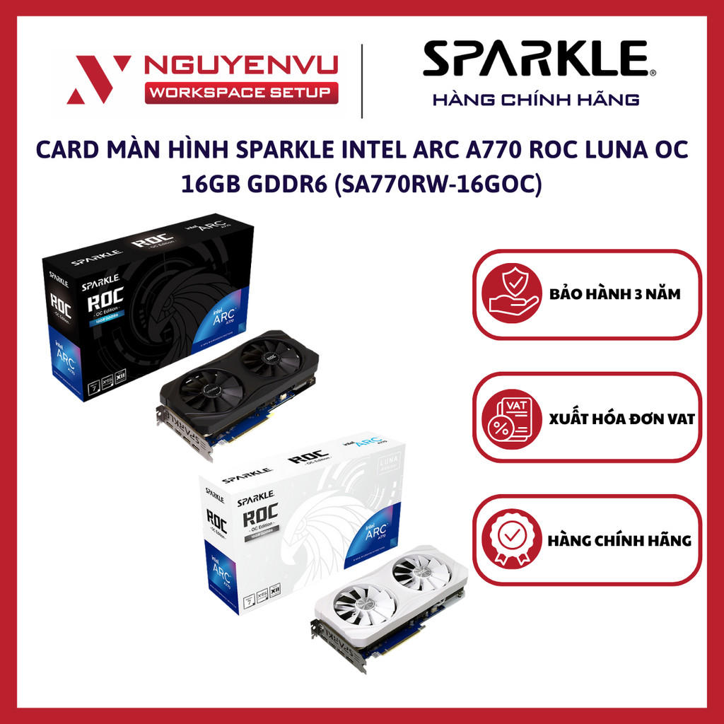 Card màn hình SPARKLE Intel Arc A770 ROC LUNA OC 16GB GDDR6 (SA770RW-16GOC) - Hàng Chính Hãng