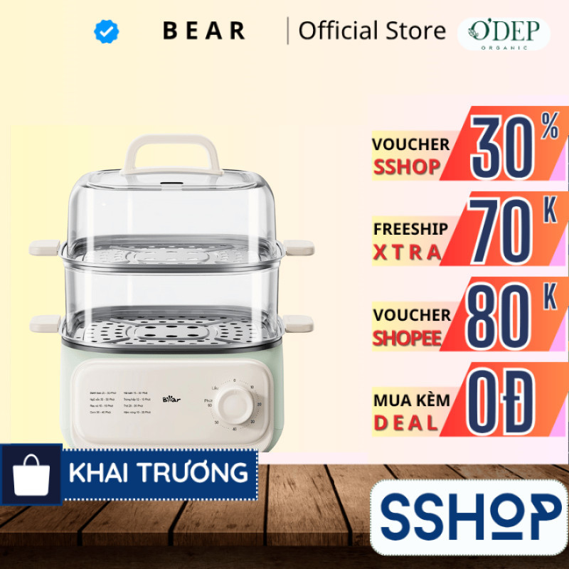 Nồi hấp/ Nồi lẩu điện đa năng 10.3L Bear EFS-4H30D - 2 khay hấp - SSHOP SSO