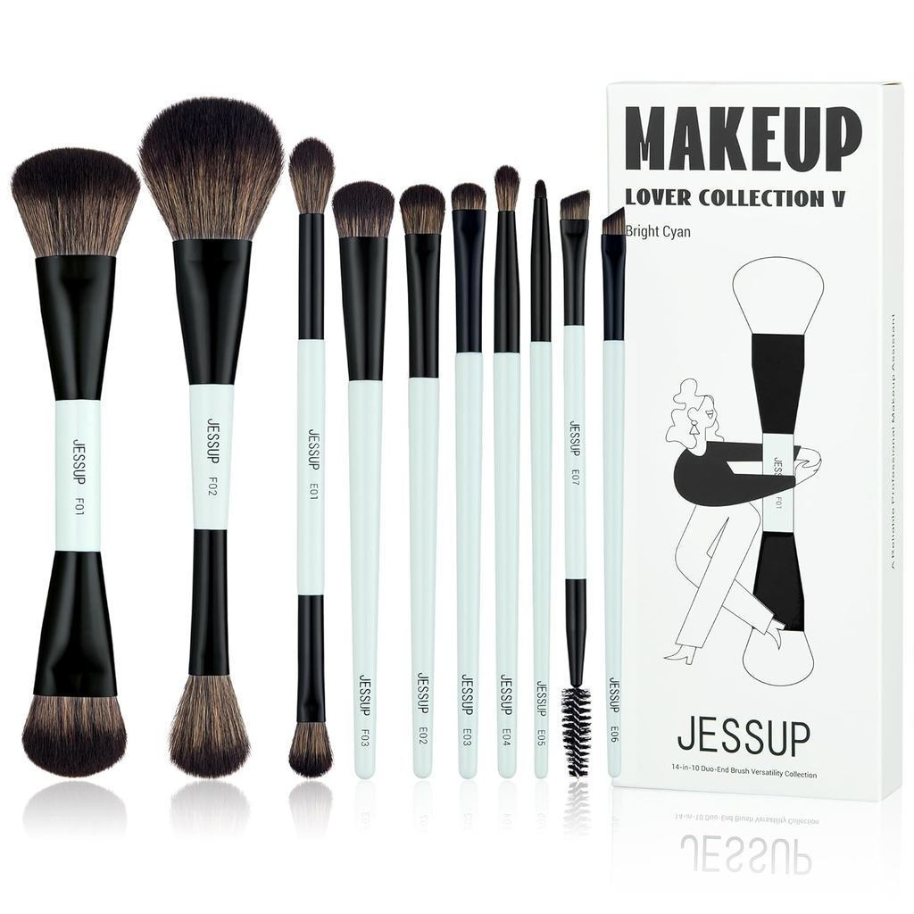 Bộ cọ trang điểm Jessup 10, cọ nền hai mặt, cọ đường viền, cọ má hồng, cọ Highlight, cọ nhòe.