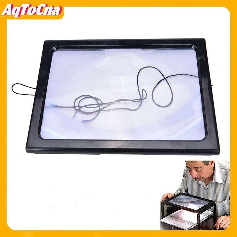 AqToCna Large A4 Page Hands Free Kính lúp 3x có đèn LED phóng đại đọc sách, AqToCna
