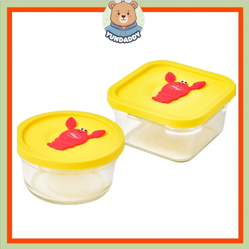 Glasslock Wiggle Wiggle Hộp Đựng Thực Phẩm Thủy Tinh 350ml 440ml Tôm Hùm Silicon Nắp Lò Vi Sóng An T