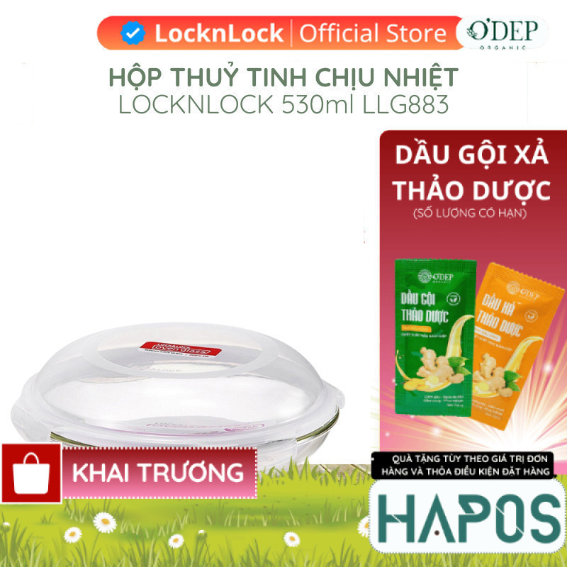 Hộp thủy tinh chịu nhiệt hình tròn Chính hãng LocknLock Glass food container round 530ml LLG883 - HA