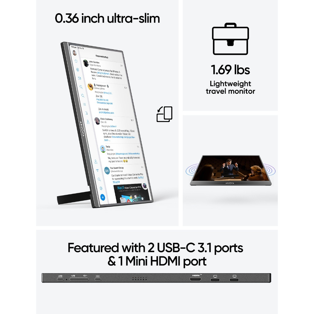 Màn Hình Di Động ARZOPA Z1C 16.1" IPS FHD | 100% sRGB | HDR | USB-C HDMI | Chính Hãng | Hỏa Tốc | BigBuy360 - bigbuy360.vn