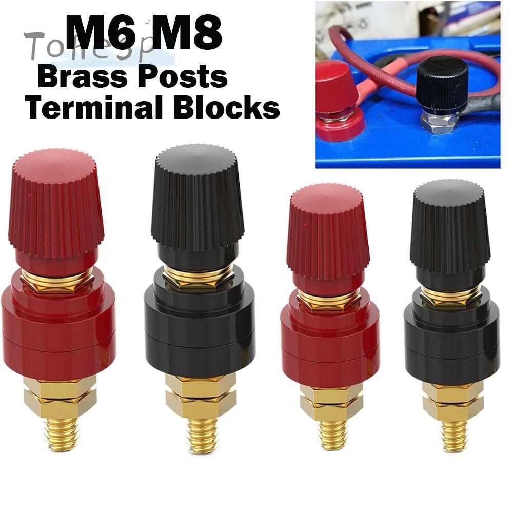 TOHESP Post Terminal Blocks, Brass M6 M8 Binding Post Terminal, Terminal Red Black Post Connector