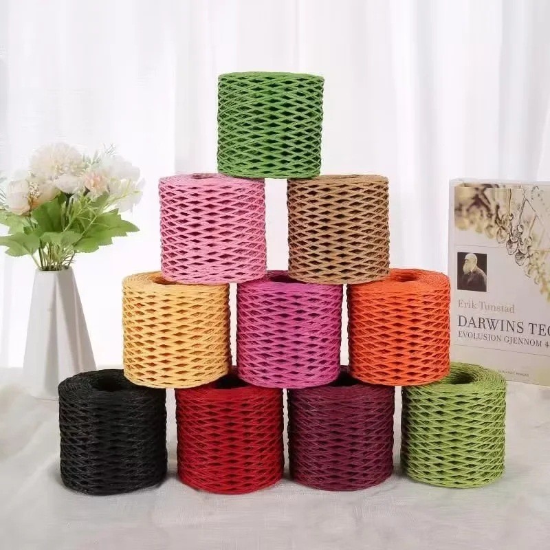 100g Raffia Bóng Túi Dệt Kim Mũ DIY Raffia Dây DIY Mũ Rơm DIY Dép DIY Giá Đựng Cốc DIY