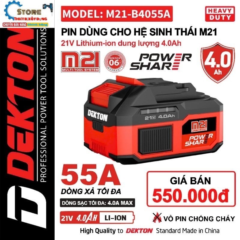 Pin Dekton M21-B4055A chính hãng, bảo hành 6 tháng m21 Store thiết bị dekton