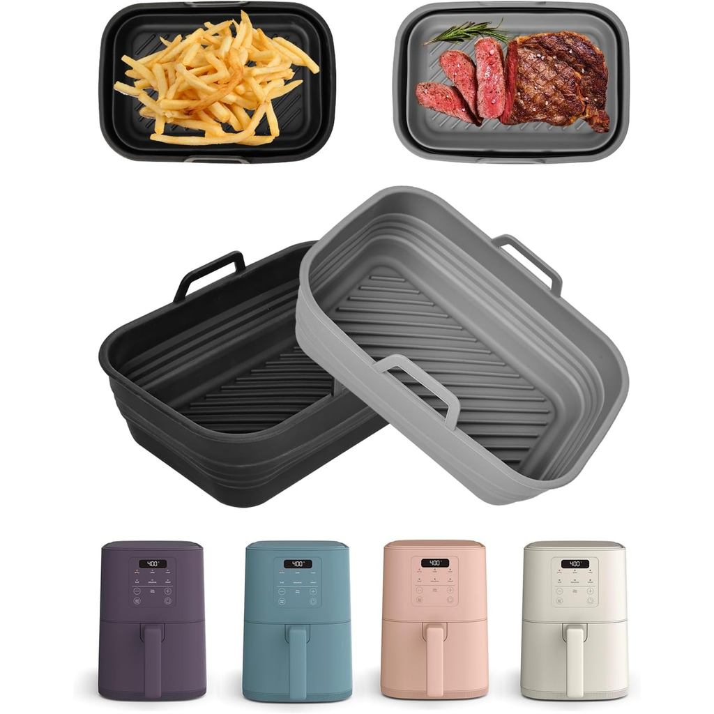 Air Fryer Silicone Liners Có thể gập lại 2 gói cho bella 4Qt (3.3lb) Nồi chiên không khí mỏng, Nồi s