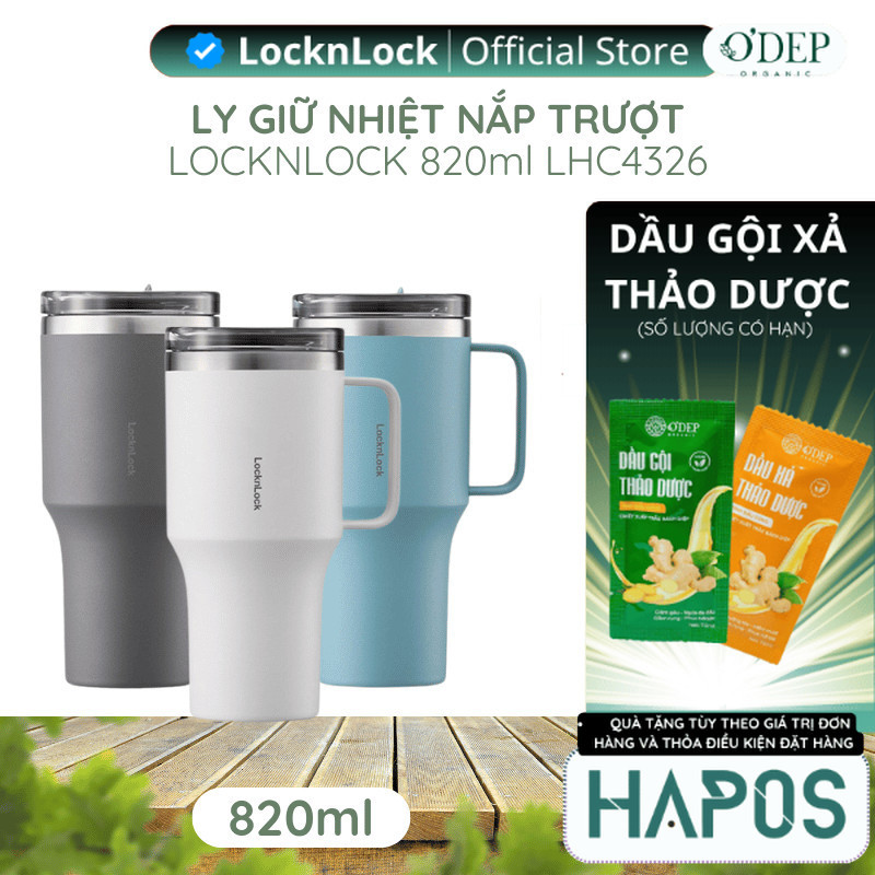 Ly giữ nhiệt LocknLock Metro King 820ml nắp trượt dùng xe hơi LHC4326 - HAPOS LHL