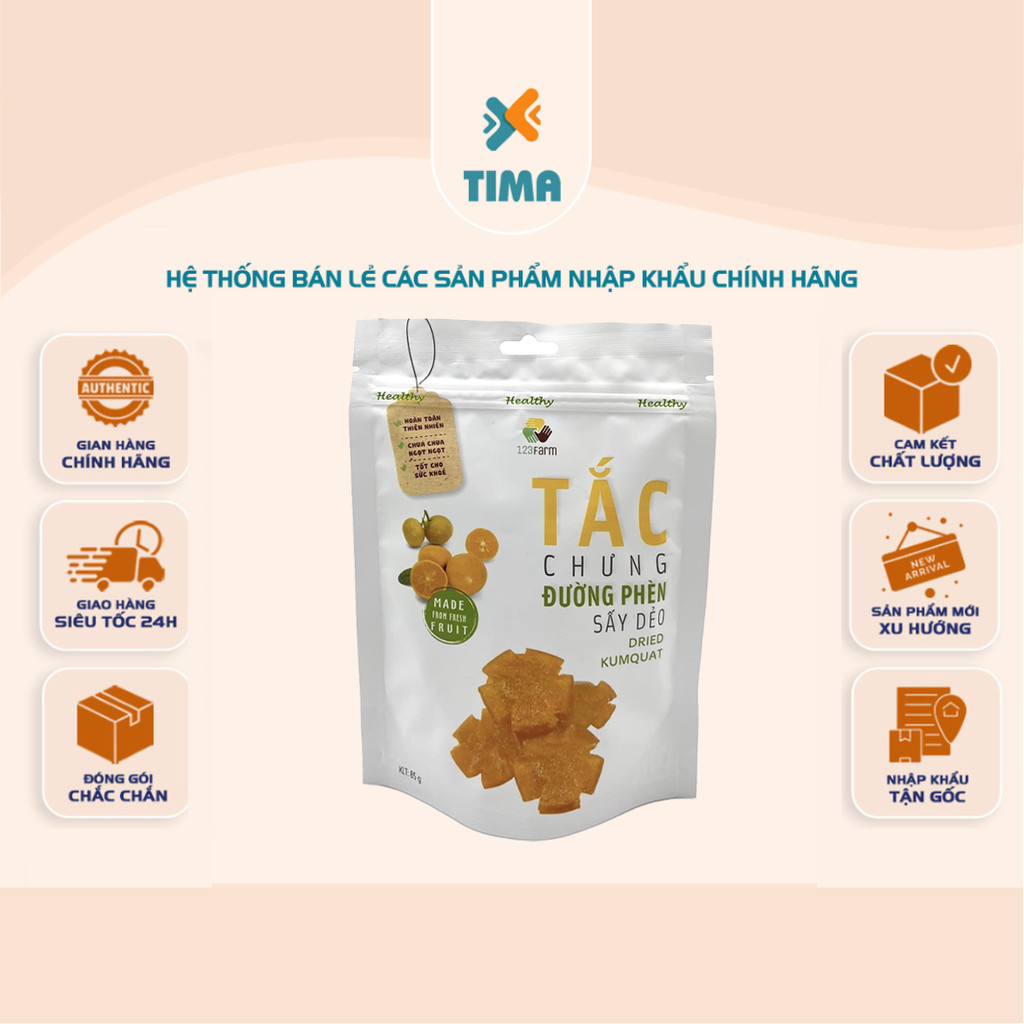 [COMBO 3 GÓI] Tắc Đường Phèn Sấy Dẻo 123Farm -  GÓI 85g