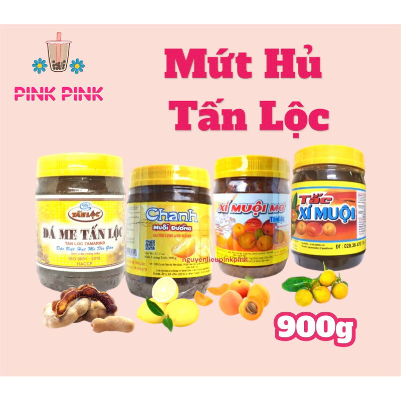 Hủ Mứt Tấn Lộc 900g - Mơ xí muội Tấn Lộc / Đá Me / Tắc Xí Muội / Chanh Dây Mật Ong ĐácTỪ PINK PINK
