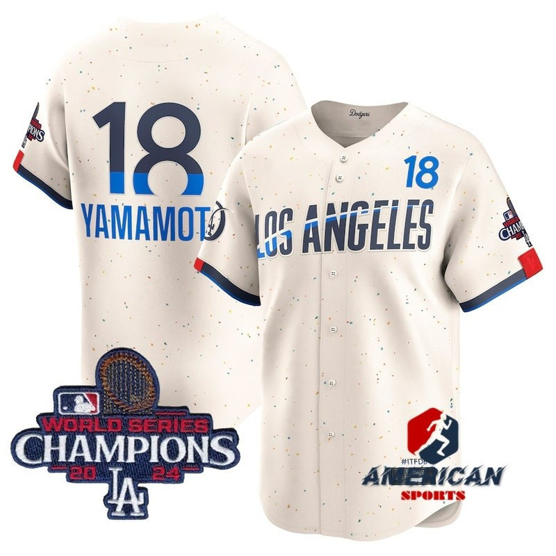 Nam MLB 2024 Champions Los Angeles Dodgers Yoshinobu Yamamoto Cream 2024 City Connect Baseball Playe
