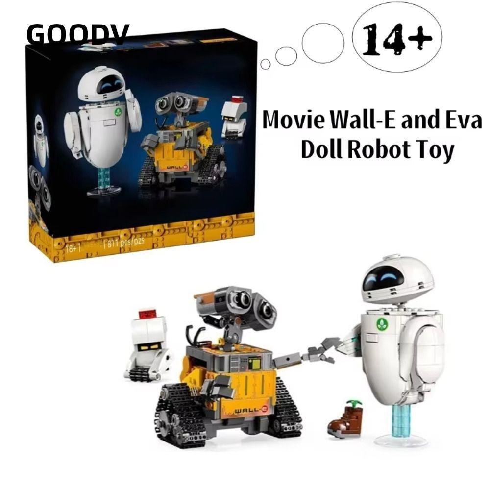 Bộ khối xây dựng GOODV Wally và Eva, Gạch lắp ráp 811 CÁI Đồ chơi robot búp bê Eva treo tường, Mô hì