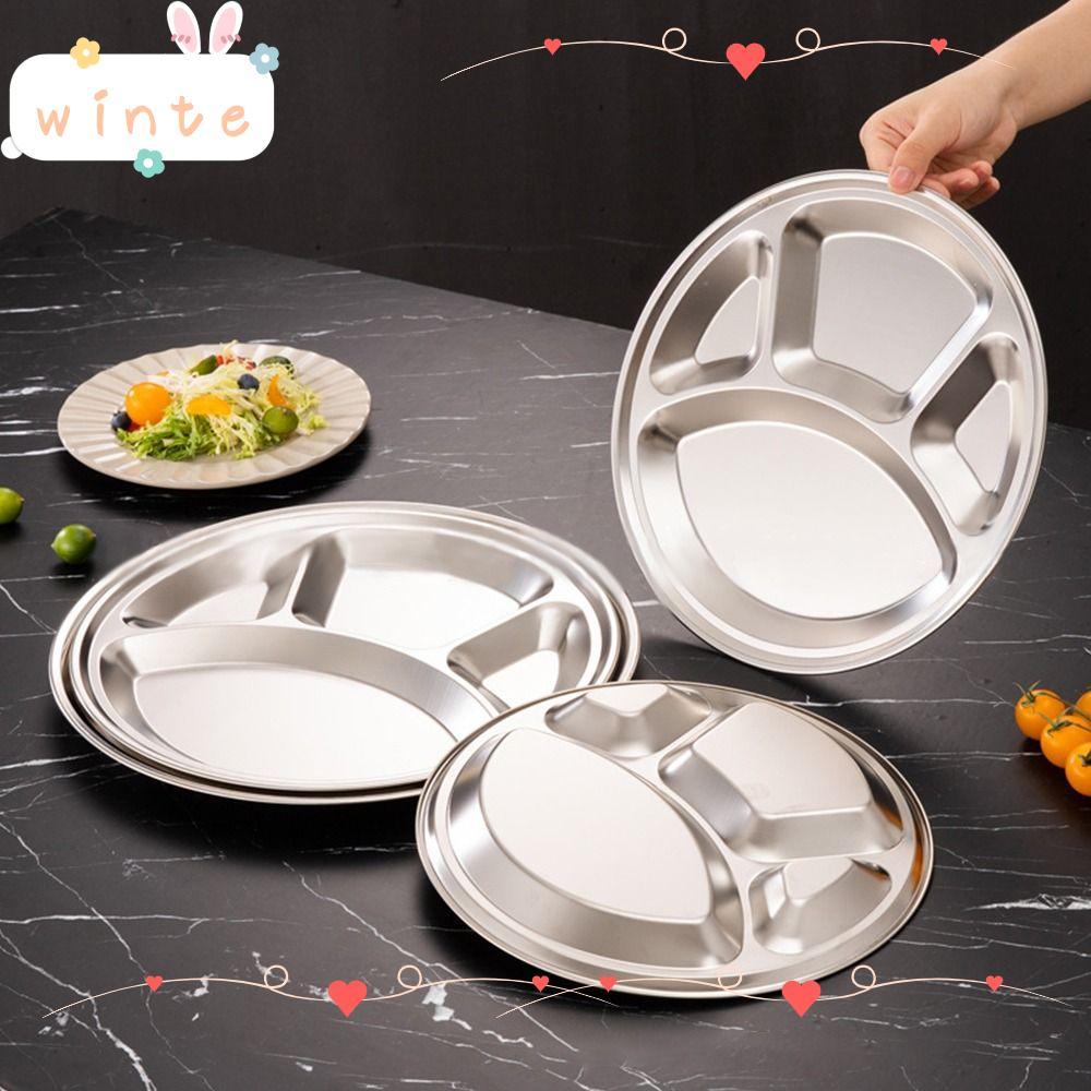 CỔ 1 Khay Phục Vụ Thực Phẩm, Đĩa Khay Roti Canai Inox, Cửa Hàng Thức Ăn Nhanh Chia 4 Ngăn 26 / 28 / 