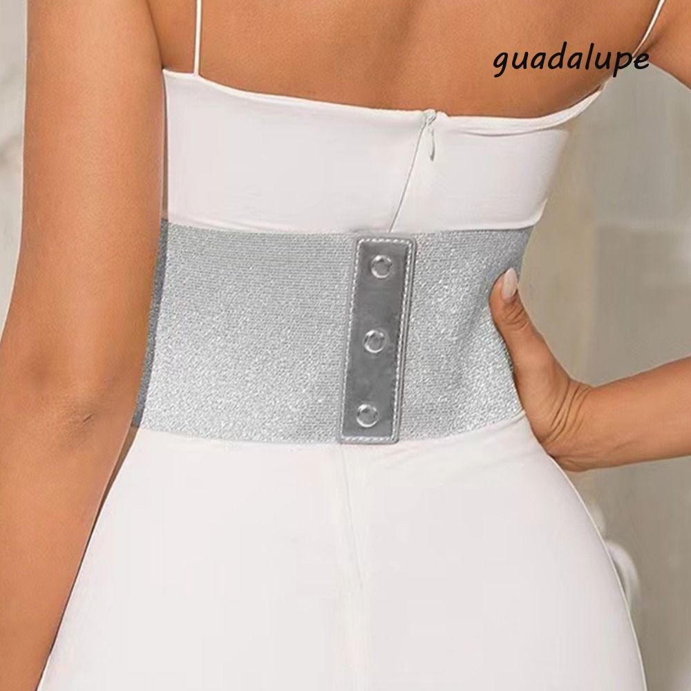 GUADALUPE1 Gold Cummerbunds, Thắt Lưng Nữ Co Giãn Cao Cấp, Đầm Giảm Béo Dây Da PU Thắt Lưng Rộng Cor