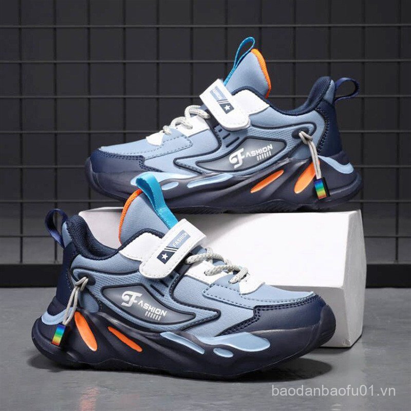 A1876 Giày Trẻ Em Bé Trai Giày Thể Thao Da Chống Thấm Nước Bề Mặt Học Sinh Tiểu Học Giày Chạy Bộ Nhẹ