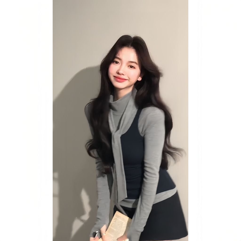 [Bộ hai mảnh trên cùng Áo sơ mi đáy Thiết kế dây buộc Feel MR Vest Phong cách Preppy Nữ chất lượng] 