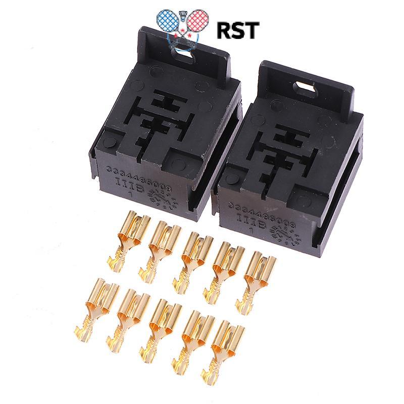 RunSabailTWO 2 Bộ 5Pin Cực Ô Tô Rơ Le Đế Giá Đỡ Ổ Cắm Có Gắn Chân Đế Cho Rơ Le 3334485008 DJJ7054Y-6
