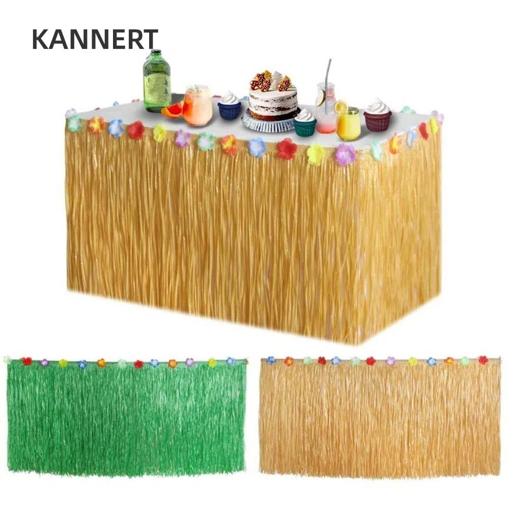 Váy bàn rơm KANNERT, Váy bàn cỏ theo chủ đề Hawaii màu rơm, trang trí tiệc Hawaii Váy bàn Hawaii DIY