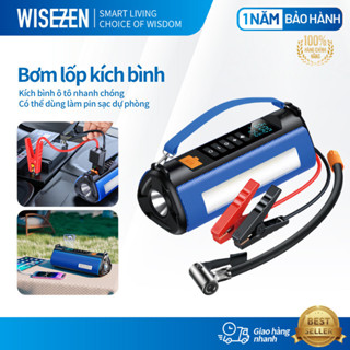 Kích Bình ô Tô 12v Bơm Lốp ô Tô Kích Bình 4in1 Wisezen Tích Hợp Sạc Dự Phòng Và đèn Pin Chiếu Sáng