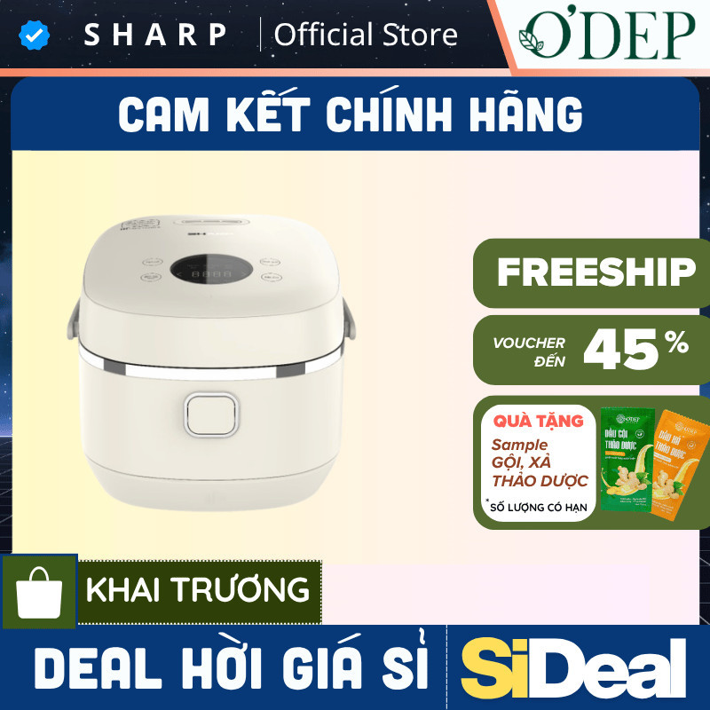 Nồi cơm cao tần Sharp 1 lít 1000W KS-IH10IX-WH, công nghệ IH 3D, phủ chống dính - SIDEAL SIO