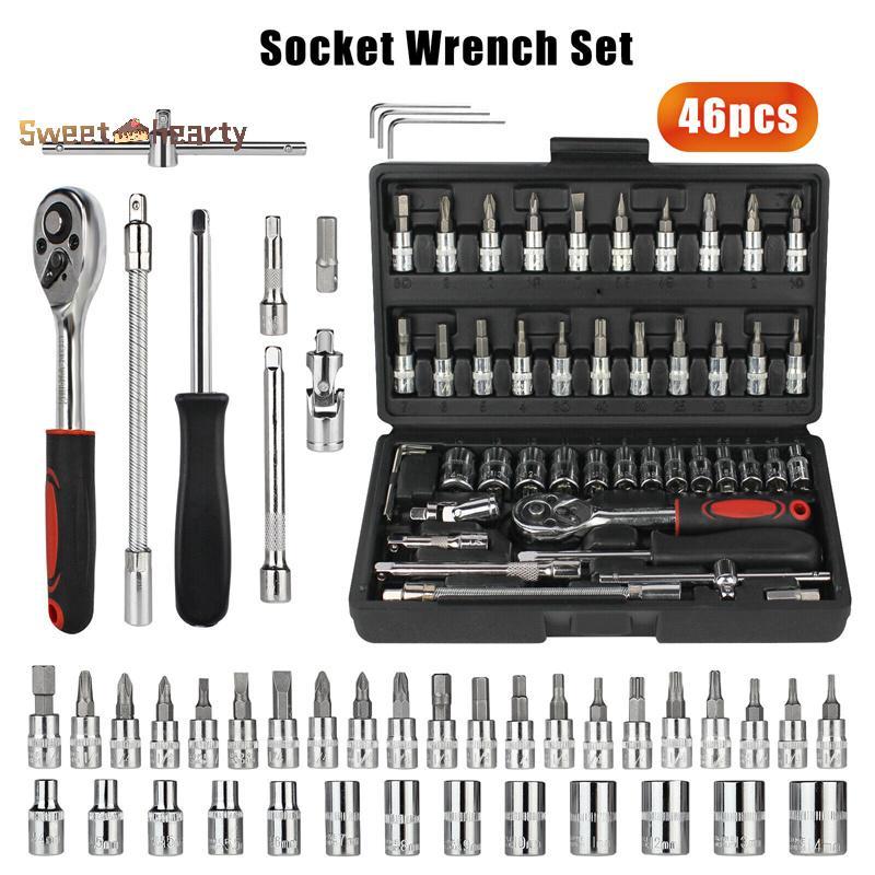 [Sweethearty] 46 Bộ dụng cụ sửa chữa ô tô Bộ dụng cụ sửa chữa ô tô 1 / 4 Inch Bộ dụng cụ sửa chữa ô 