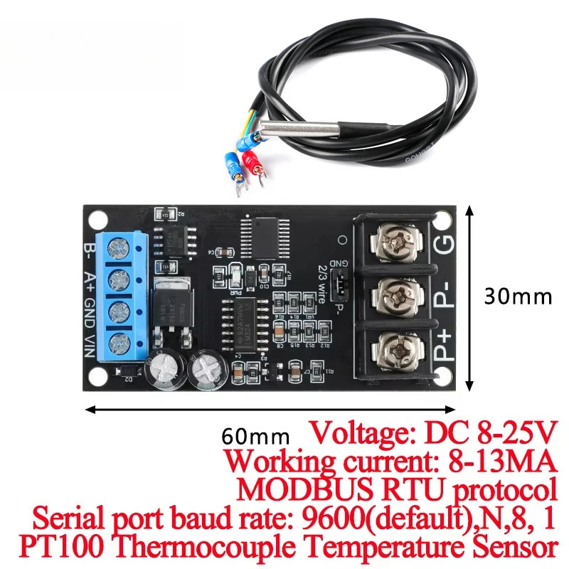 PT100 Bạch Kim Chịu Nhiệt RTD Cặp Nhiệt Điện Cảm Biến Nhiệt Độ Bộ Phát RS485 MODUBS RTU Module DC8-2
