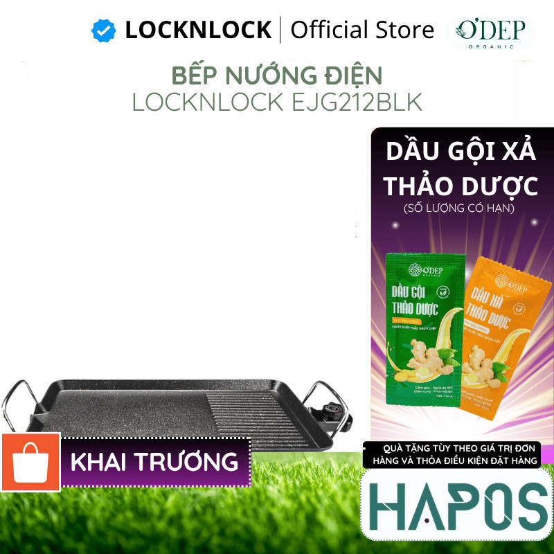 Bếp nướng điện electric grill - màu đen Chính hãng LocknLock EJG212BLK - HAPOS HSA