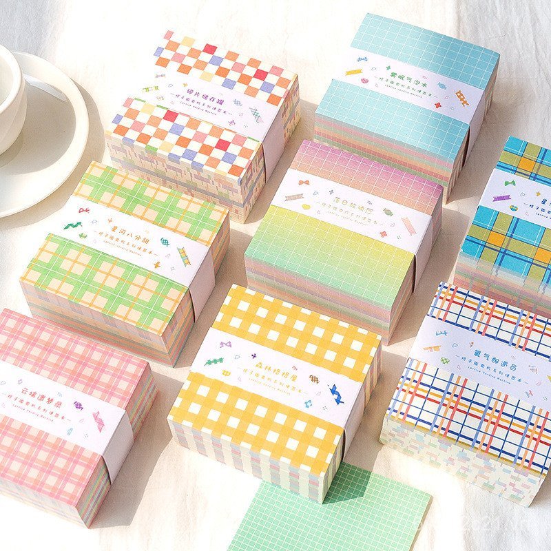 Message Note Pad Lưới Máy Bán Hàng Tự Động Series Kẻ Sọc Tươi Tin Nhắn Note Chất Liệu Giấy Đế 400 Tờ