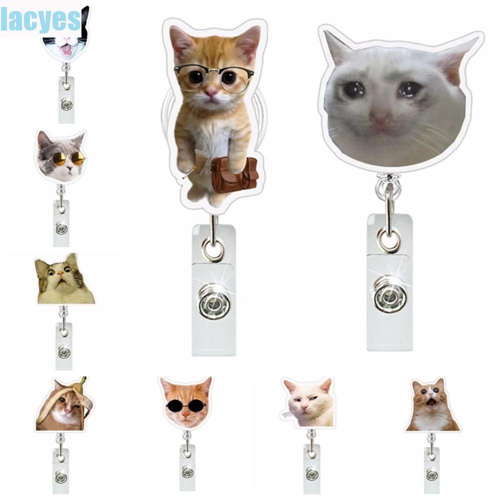 LACYES Nurse Badge Reel, Funny Cat Kitten Animal ID Card Holder, Dễ Thương Kính Thiên Văn Mèo Biểu H