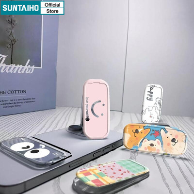Suntaiho Phim Hoạt Hình Mèo Dễ Thương Giá Đỡ Điện Thoại Có Thể Gập Lại Đa Năng Có Gương Trang Điểm Cho iPhone & Điện Thoại Di Động
