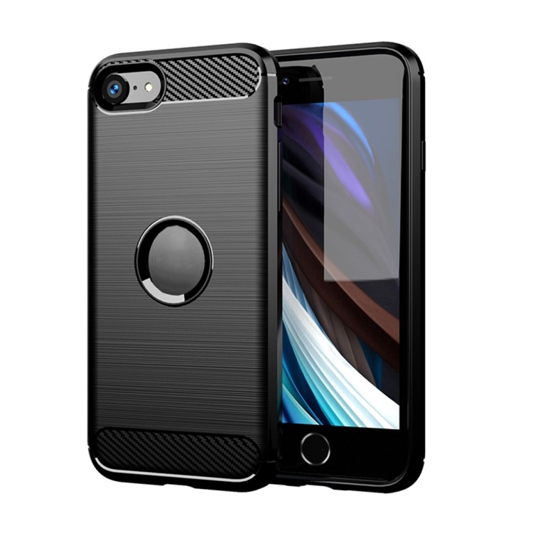Giao hàng cho iPhone SE 2022 / SE 2020 Vỏ TPU sợi Carbon kết cấu chải