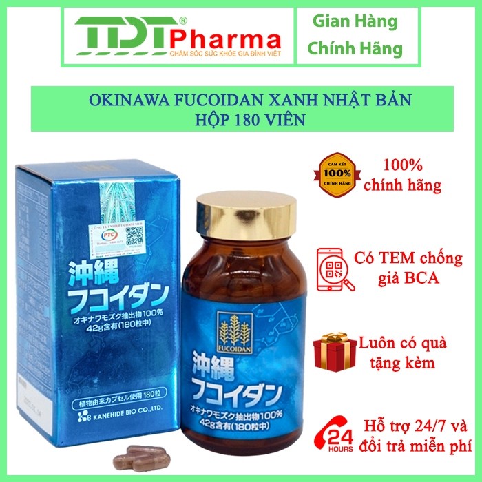 Okinawa Fucoidan (fucoidan xanh nhật bản) - Nhập khẩu chính hãng, Hộp 180 viên