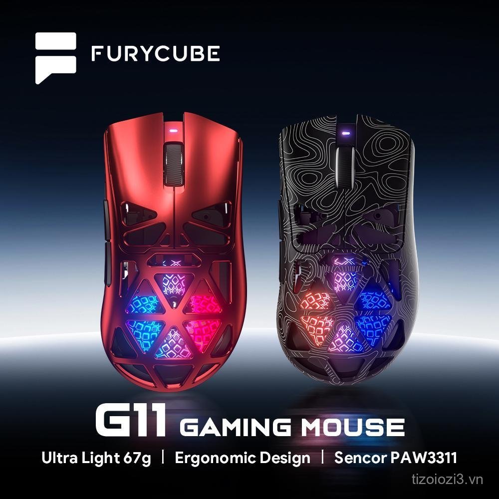 FURYCUBE G11 Chuột chơi game không dây Skeleton Chiều cao nhẹ Chuột PAW311 Chuột phát sáng RGB 2.4G 