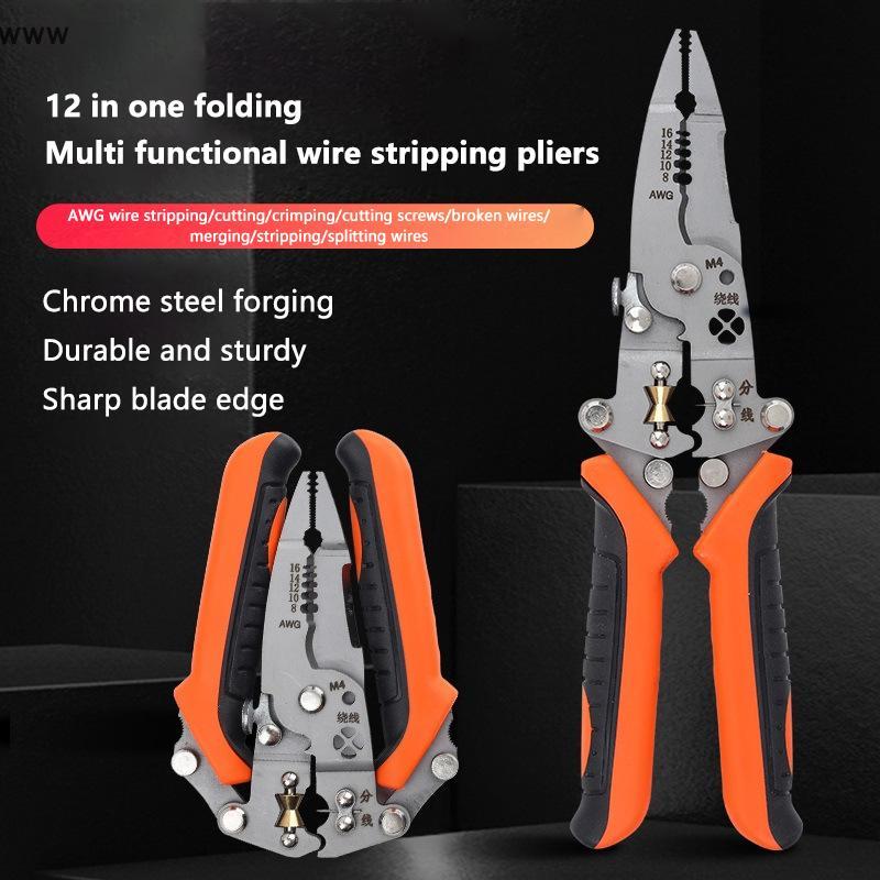 [auz] 12 In 1 Universal Wire Stripping Pliers Multi-function For Wire Peeling Cutting Dividing Elect