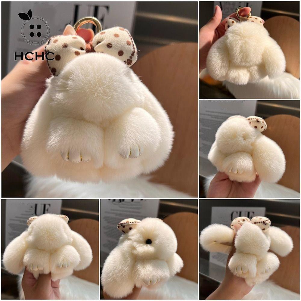 HCHC Móc Khóa Lông Thỏ, Pompoms Tóc Nơ Thỏ Móc Khóa, Móc Khóa Thời Trang Móc Khóa Hợp Kim Túi Charm 
