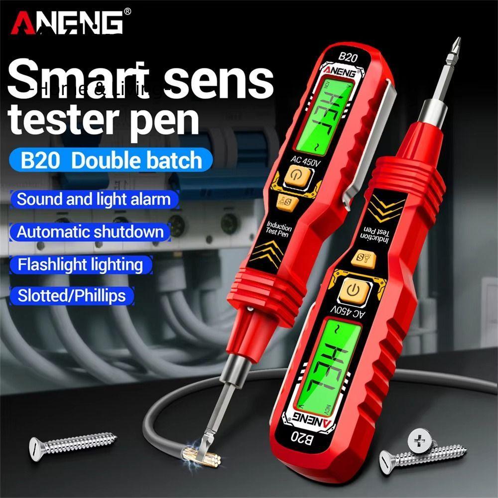 Máy dò điện áp YYLINGX, Bút kiểm tra điện áp hiển thị kỹ thuật số hai đầu, ANENG B20 Báo động còi kh