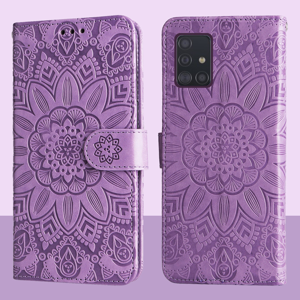 Ốp Lật Ví Da Từ Tính Cho Samsung Galaxy A71 A51 A31 Vỏ Điện Thoại Hoa Hướng Dương Nổi