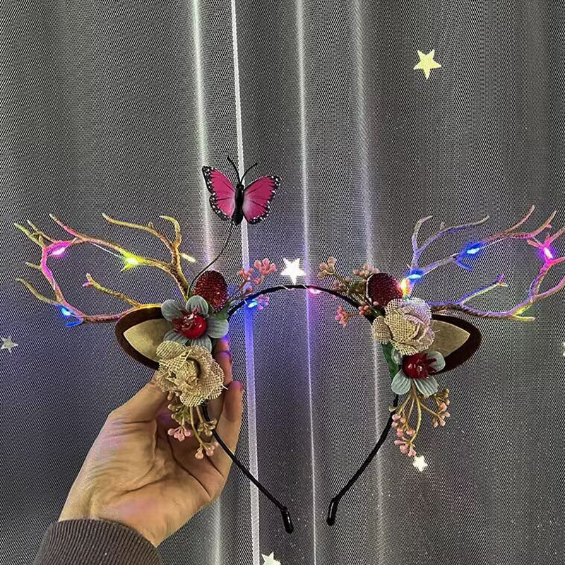 kẹp tóc giáng sinh quà noel cho bạn gái Bờm tóc trang trí giáng sinh, bờm đầu hươu phát sáng, bờm tó