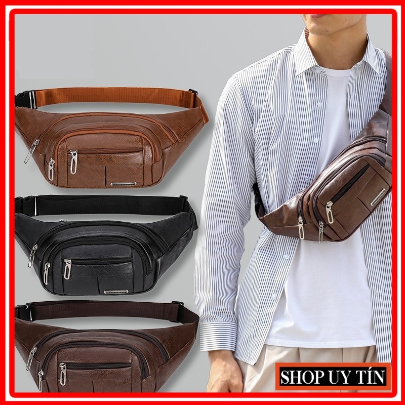 Túi đeo ngực nam da PU cao cấp – Túi bao tử thời trang nhiều ngăn, chống nước, đeo chéo tiện lợi
