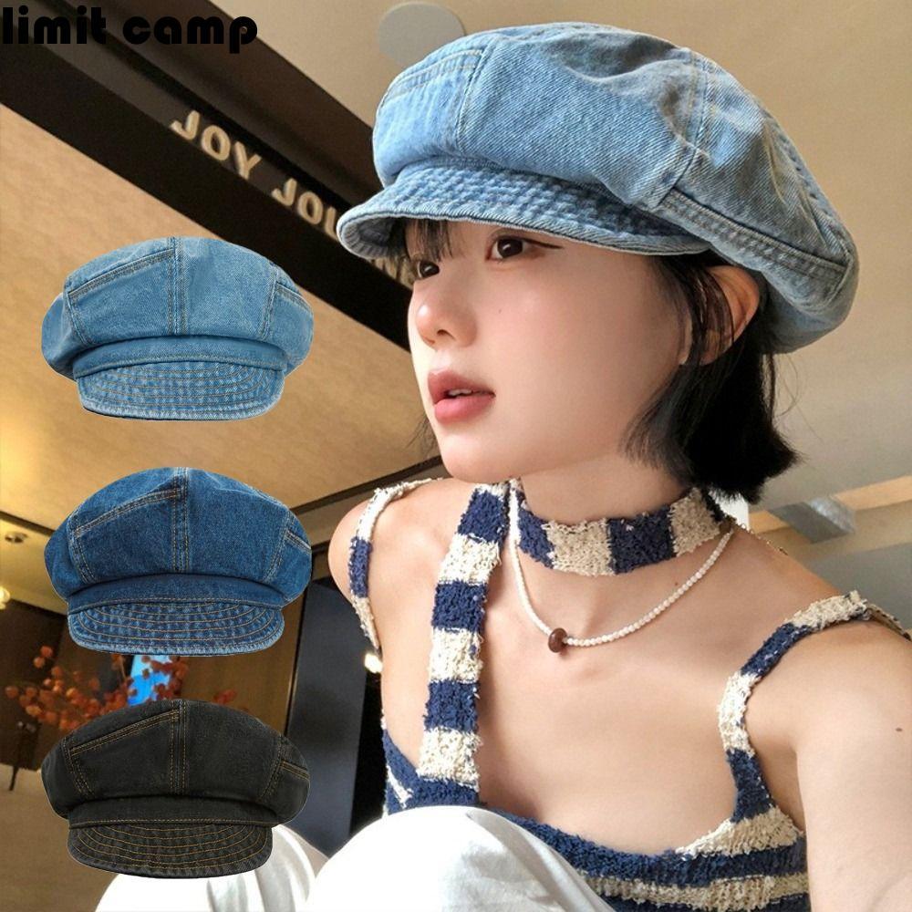 GIỚI HẠN CAMP - Mũ Nồi Denim, Mũ Lưỡi Trai Classic Newsboy, Mũ Leo Núi Cho Dạo Phố
