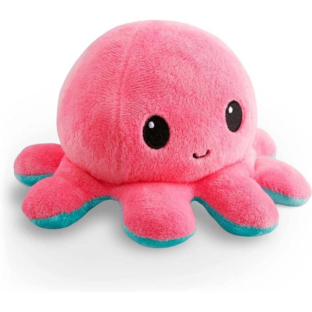 TeeTurtle Màu hồng có thể đảo ngược và Aqua Octopus Plushie - Đồ chơi sang trọng lật hai mặt 4 Inch 