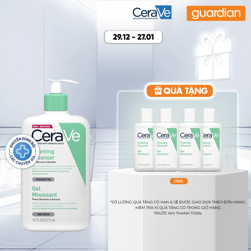  Sữa Rửa Mặt Tạo Bọt Cerave Foaming Cleanser Sạch Sâu Cho Da Thường Đến Da Dầu 473Ml 