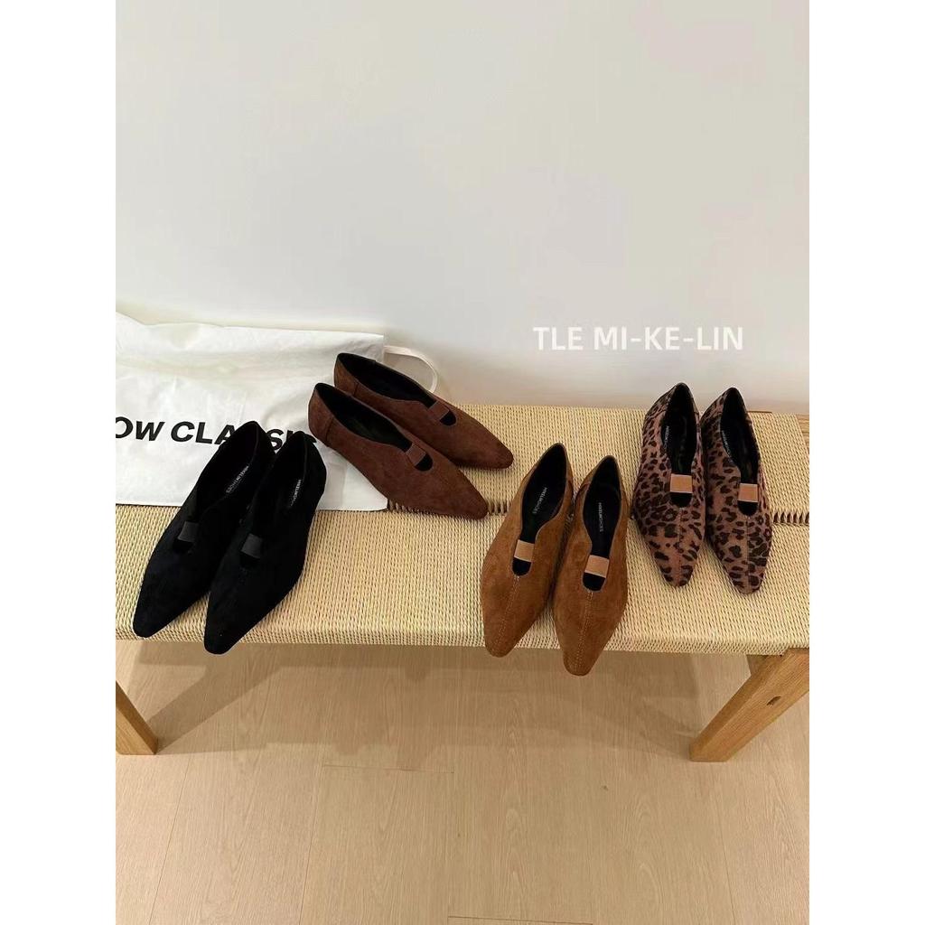TLE MIKELIN Phong Cách Hàn Quốc Nêm Gót Chân Sâu Miệng Giày Nữ Thu Đông 2025 Co Giãn Slip-On Phong C