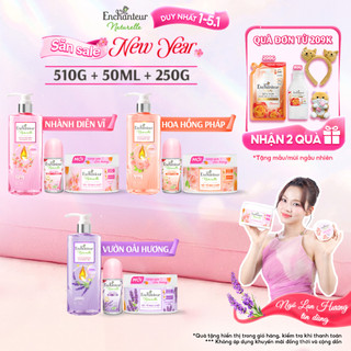   MỚI  Bộ sản phẩm dưỡng da thiên nhiên Enchanteur Naturelle: Sữa tắm 510g Serum lăn khử mùi 50ml Tẩy tế bào chết 250g 