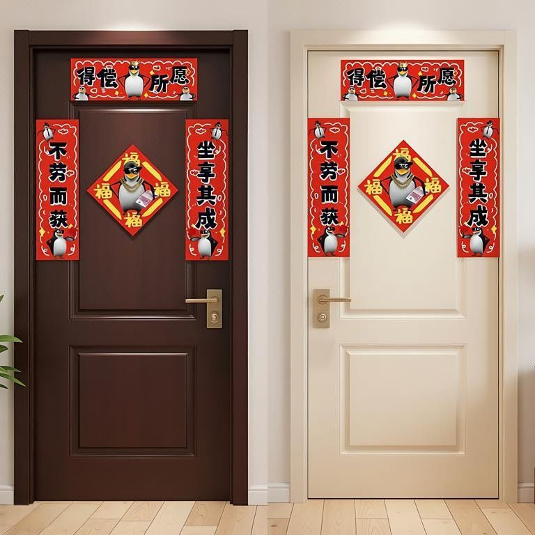 New Product#Penguin Spring Festival Couplets for the Year of the Horse2026Elegant Penguin Abstract C