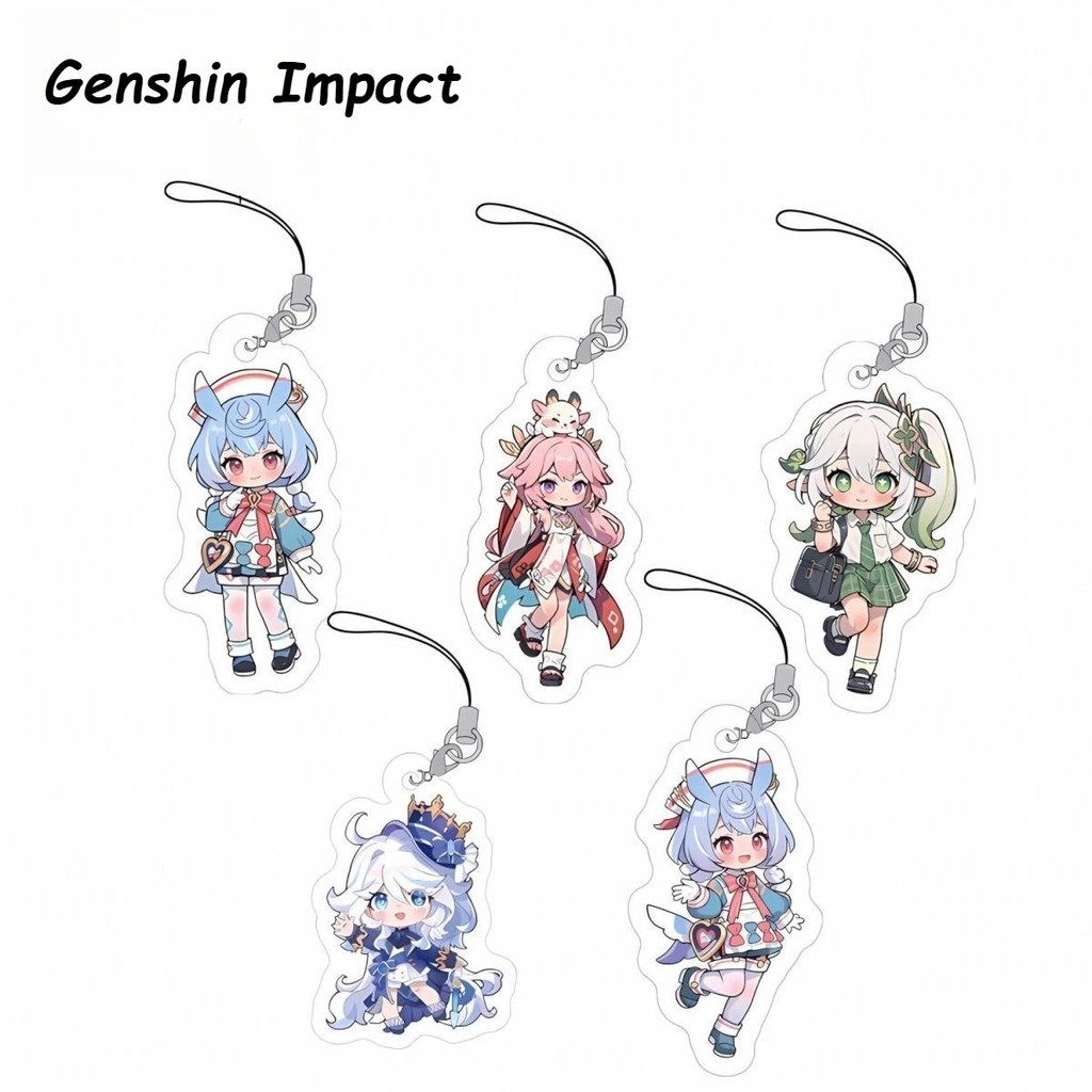 Game Genshin Impact Mobile Phone Lanyard Chain Phone Case Pendant Furina Sigewinne Nahida Yae Miko A