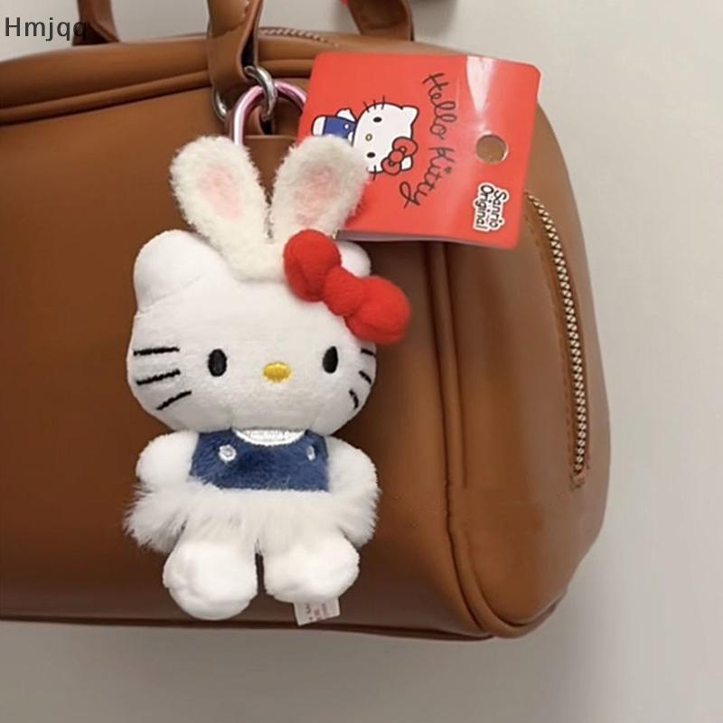 Hmjqq Kawaii Sanrio Hello Kitty KEYCHAIN-dễ thương búp bê sang trọng Keyring Ba lô Mặt dây chuyền Qu