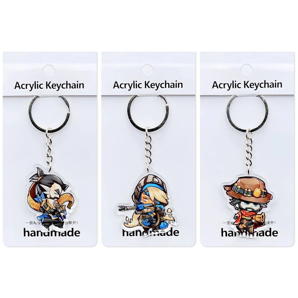 Móc khóa Overwatch Hanzo Ana Cassidy Reinhardt Roadhog Bastion Mica Acrylic In Hình Chibi Dễ Thương 